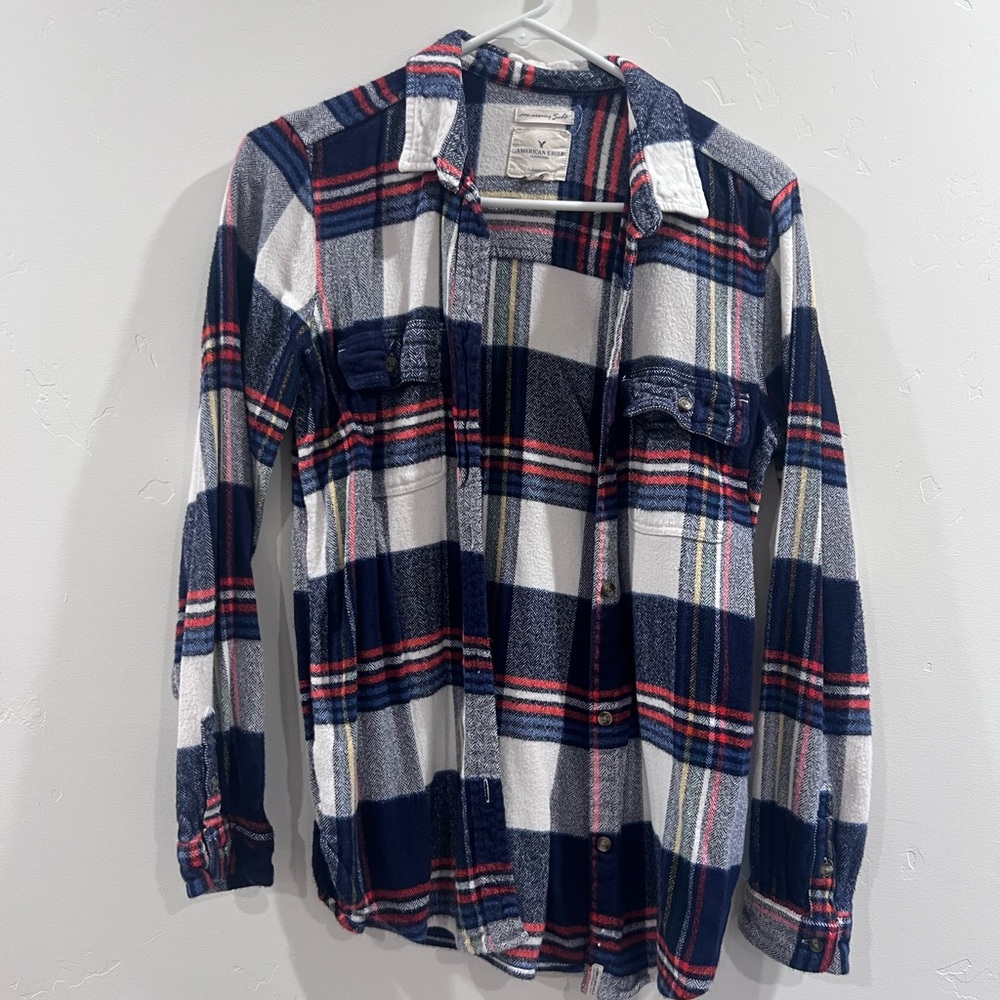 American Eagle Outfitters Classic Fit Shirt - Blue, Red, White